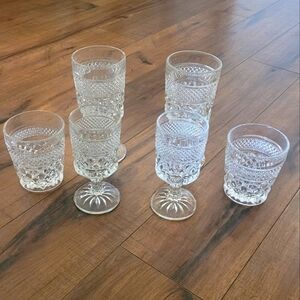 80's Anchor Hocking Westlox‎ Diamond Cut Drinkware Set of 6